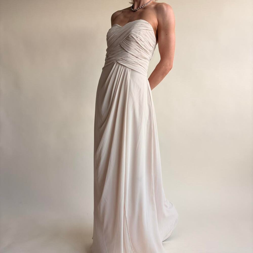 Bill Levkoff Cream Strapless Evening Gown - Label 12 (Fits 2)D3